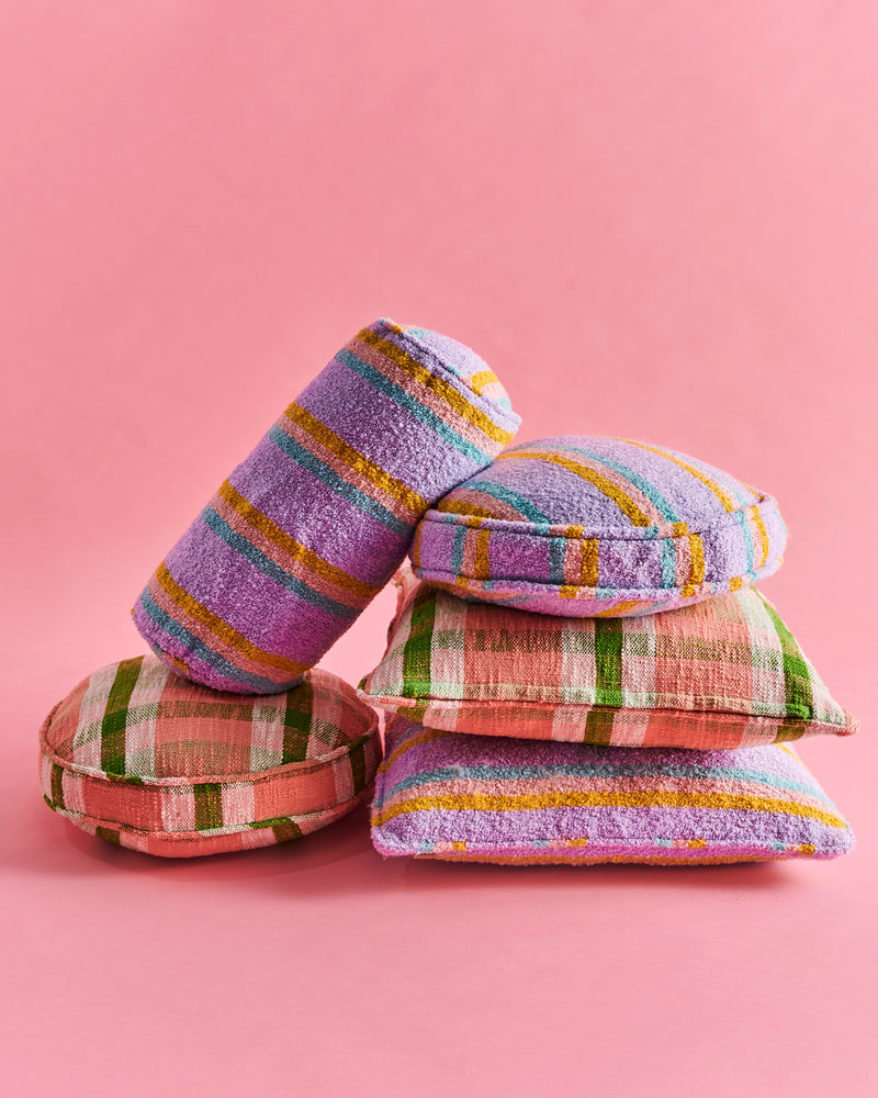 Pistachio Tartan Woven Pea Cushion