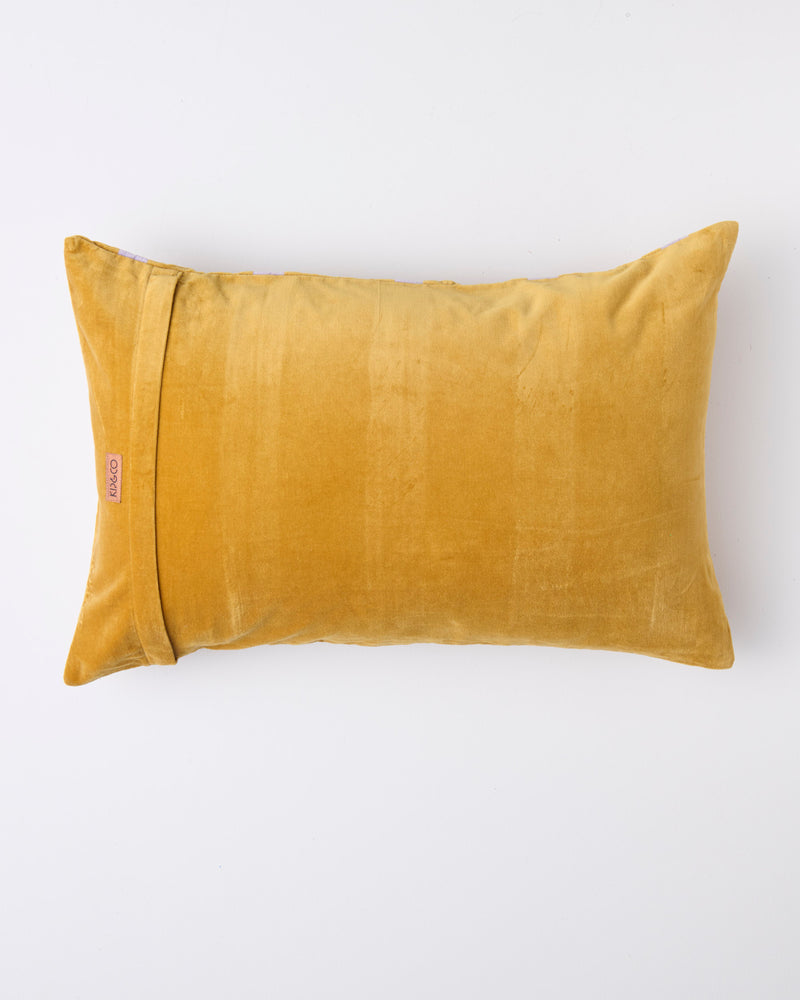 Pecan Pie Stripe Velvet Rectangle Cushion