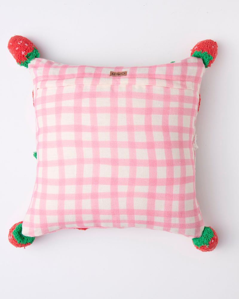 Strawberry Jam Tufted Pom Pom Cushion