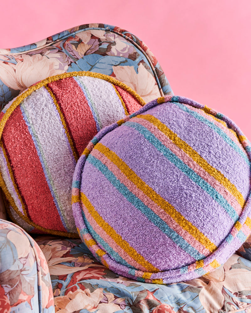 Rose Water Stripe Boucle Pea Cushion