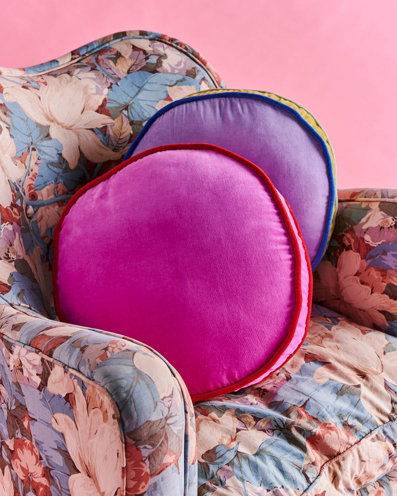 Pink Ambition Velvet Pea Cushion