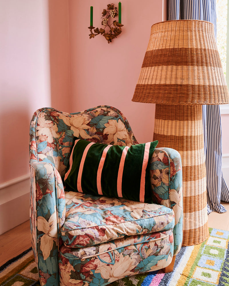 Tuscan Stripe Velvet Rectangle Cushion