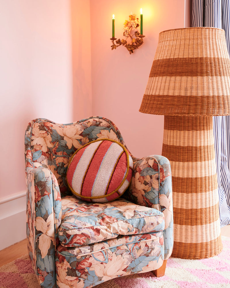 Rose Water Stripe Boucle Pea Cushion