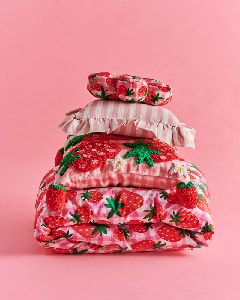 Strawberry Jam Tufted Pom Pom Cushion