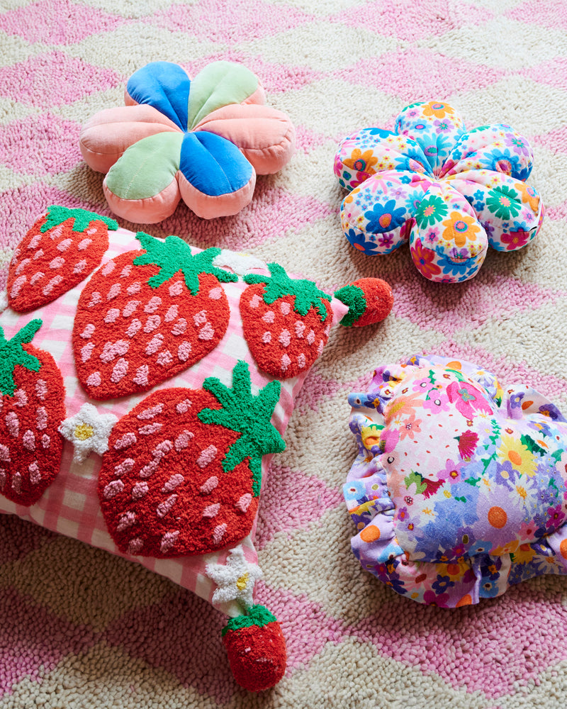 Rainbow Flowers Velvet Petal Cushion