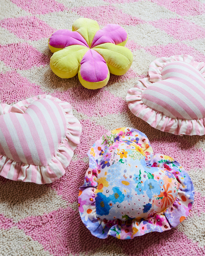 Pink Yellow Velvet Petal Cushion