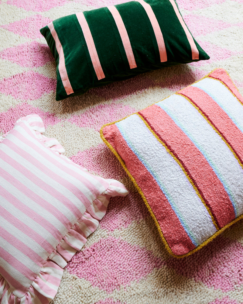 Rose Water Stripe Square Boucle Cushion