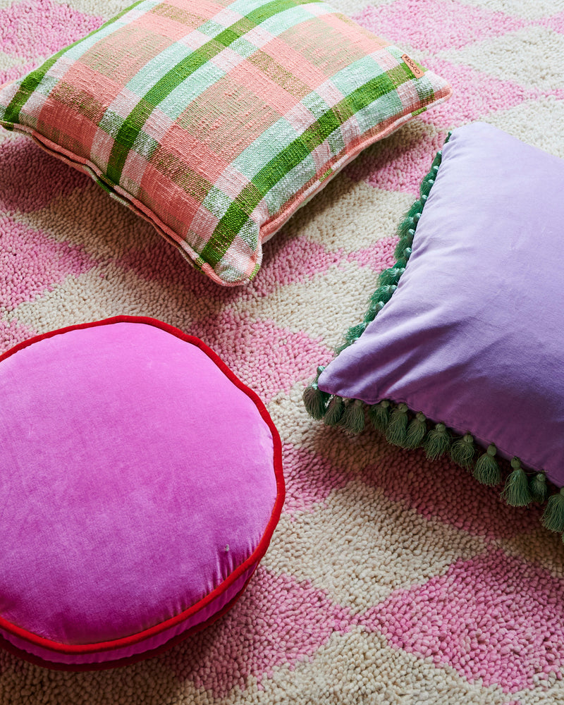 Pink Ambition Velvet Pea Cushion