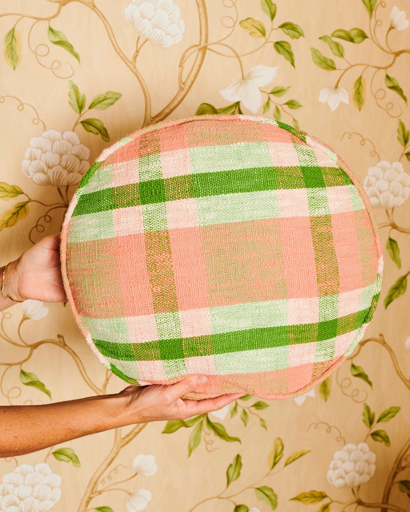 Pistachio Tartan Woven Pea Cushion