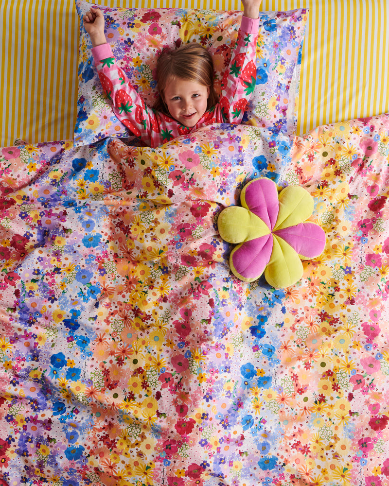 Pink Yellow Velvet Petal Cushion