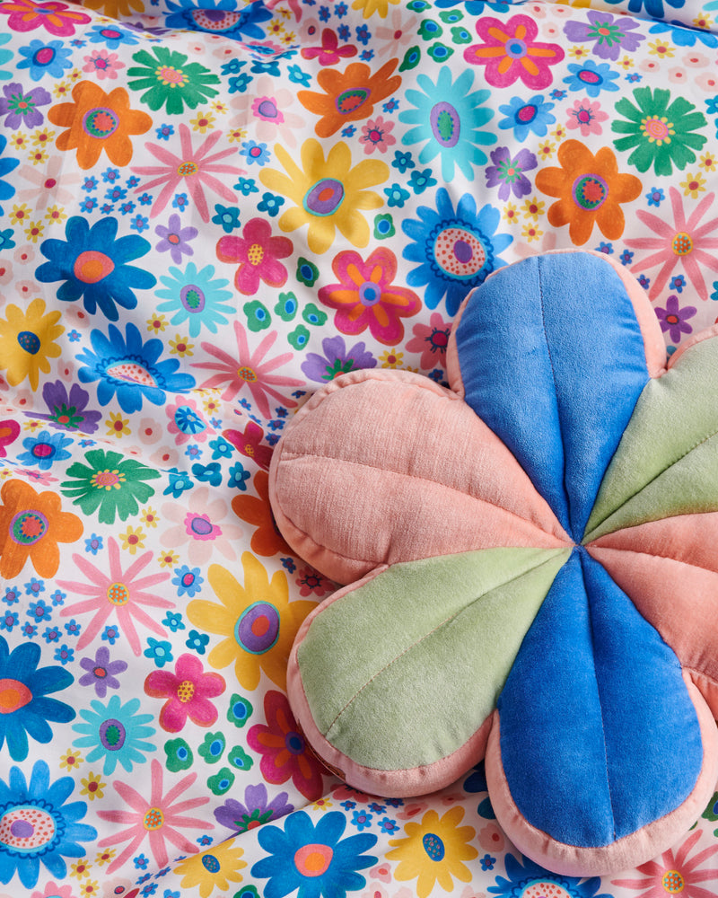 Rainbow Flowers Organic Cotton Pillowcase