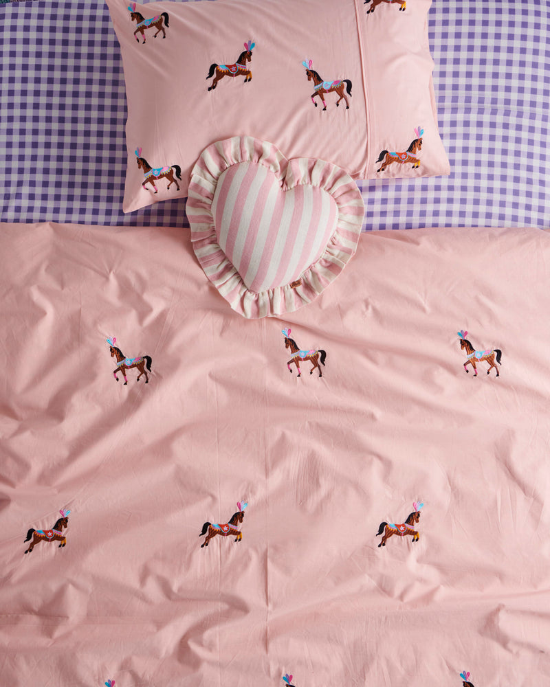 Circus Pony Embroidered Cotton Pillowcase