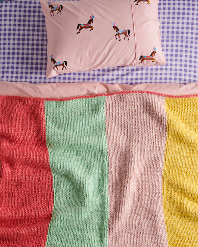 Circus Pony Embroidered Cotton Pillowcase