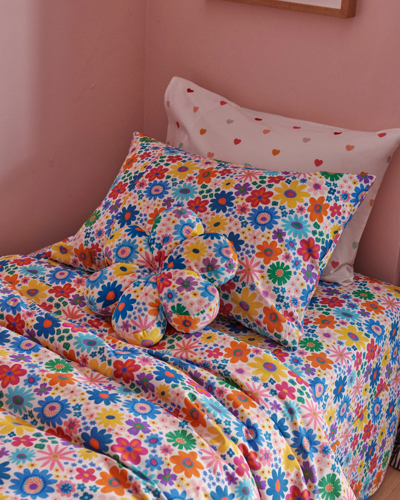 Rainbow Flowers Organic Cotton Pillowcase