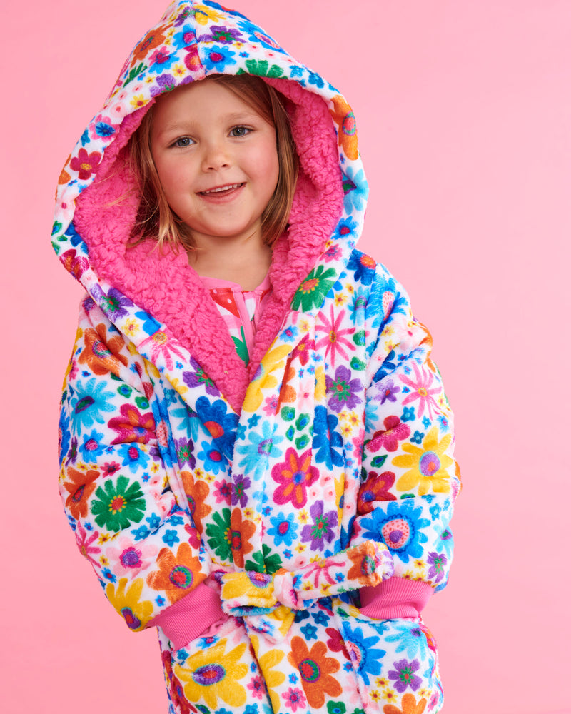 Rainbow Flowers Kuddle Kids Robe