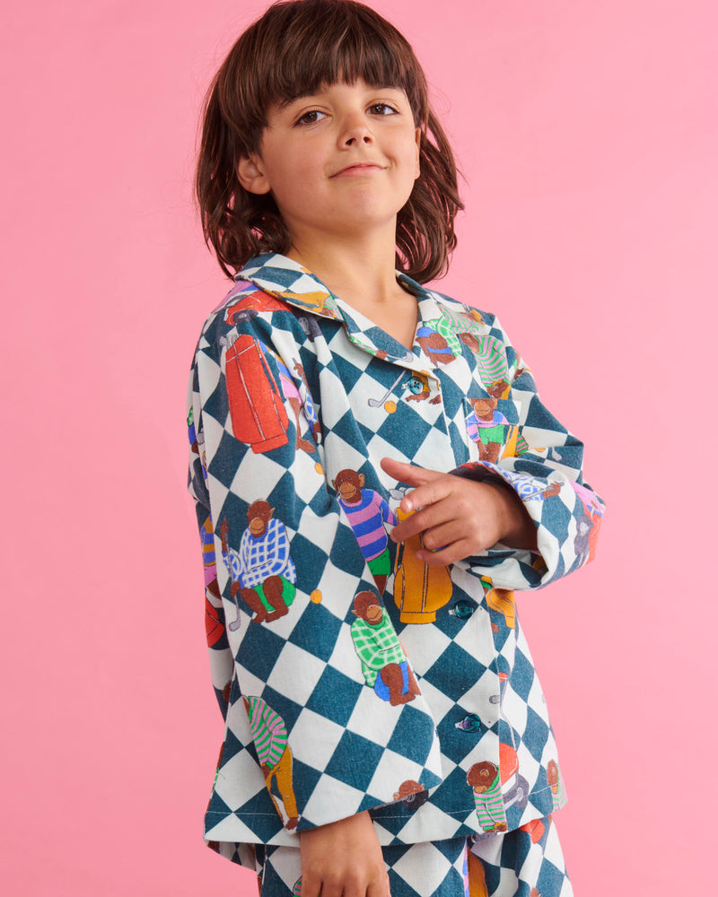 Hole In One Flannelette Long Sleeve Shirt & Pant Pyjama Set