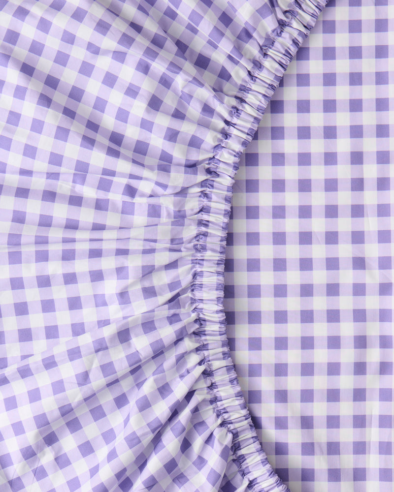 Lilac Gingham Organic Cotton Baby Fitted Sheet