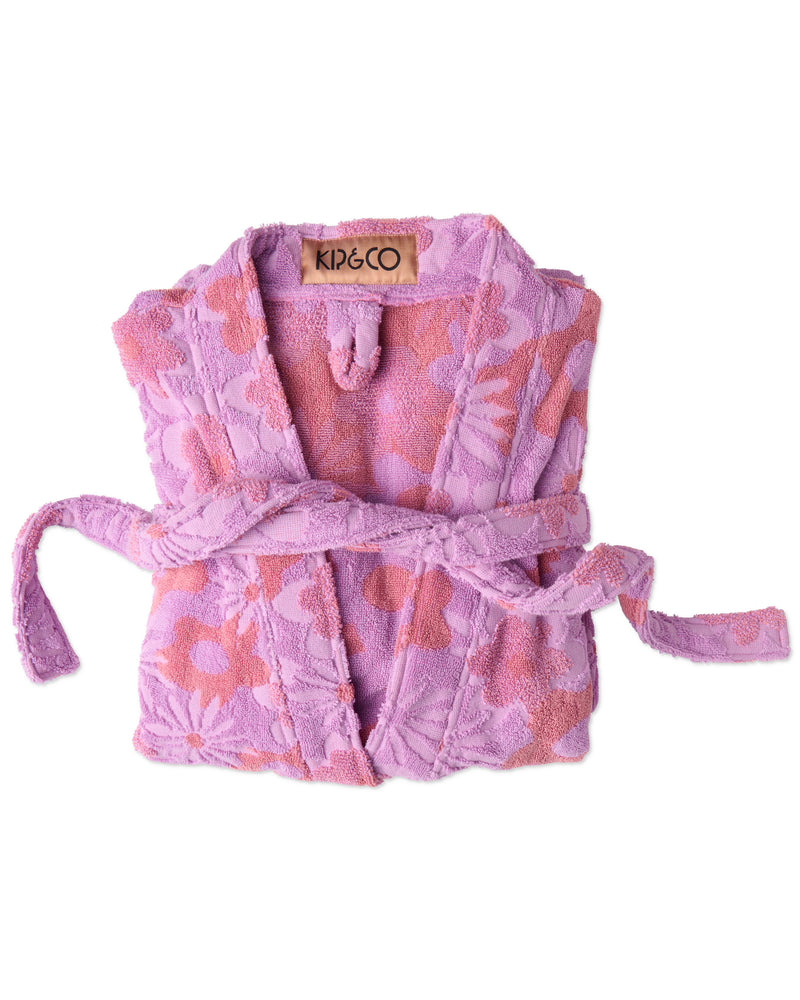 Peach Fleur Terry Bath Robe