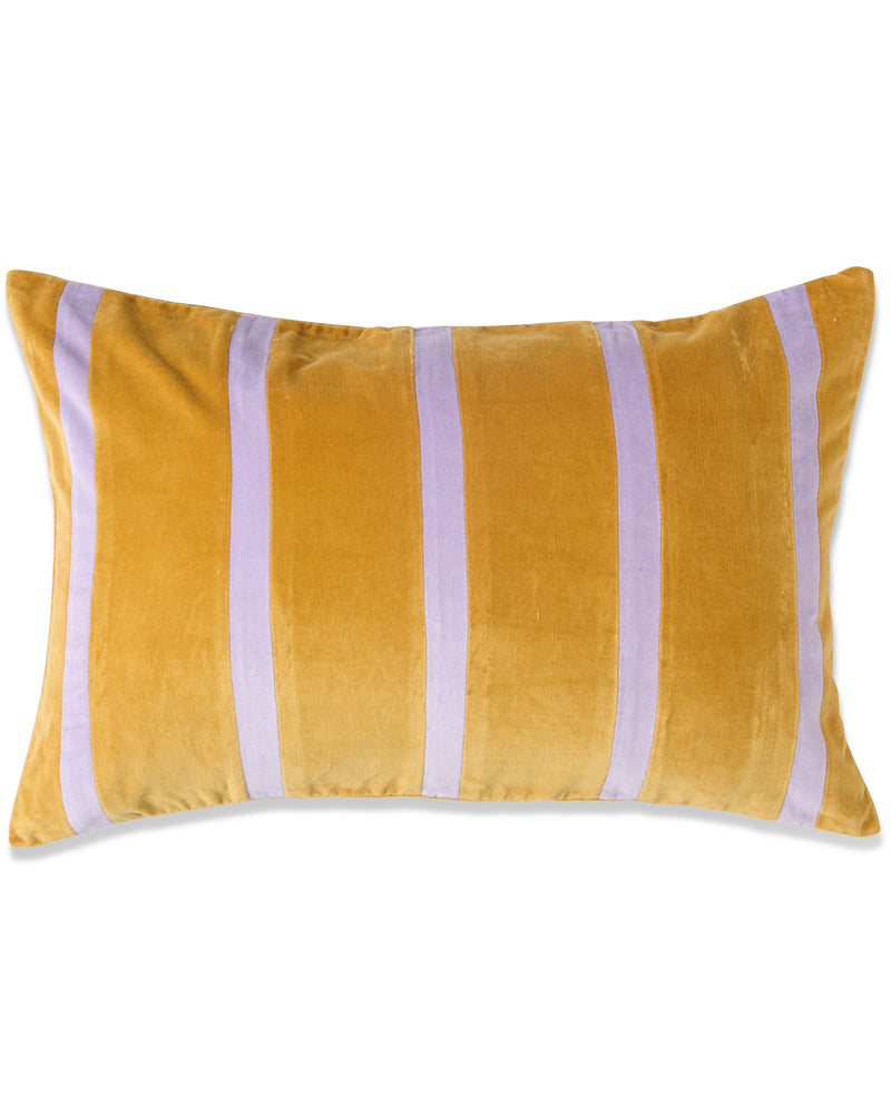 Pecan Pie Stripe Velvet Rectangle Cushion