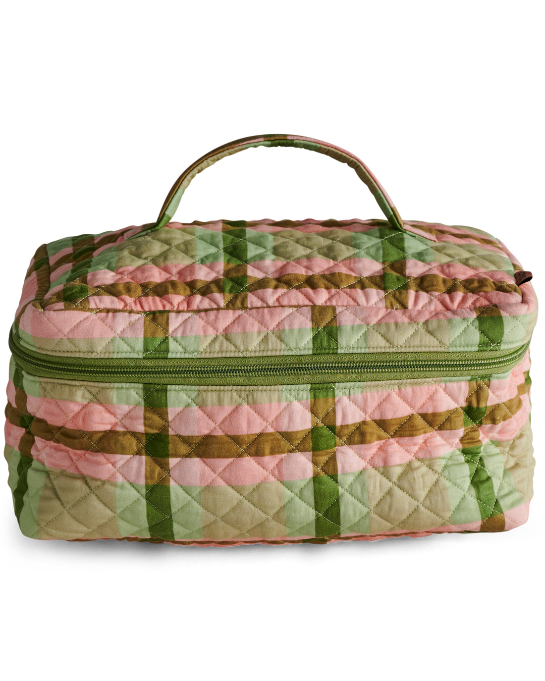 Pistachio Tartan Quilted Cotton Toiletry Case