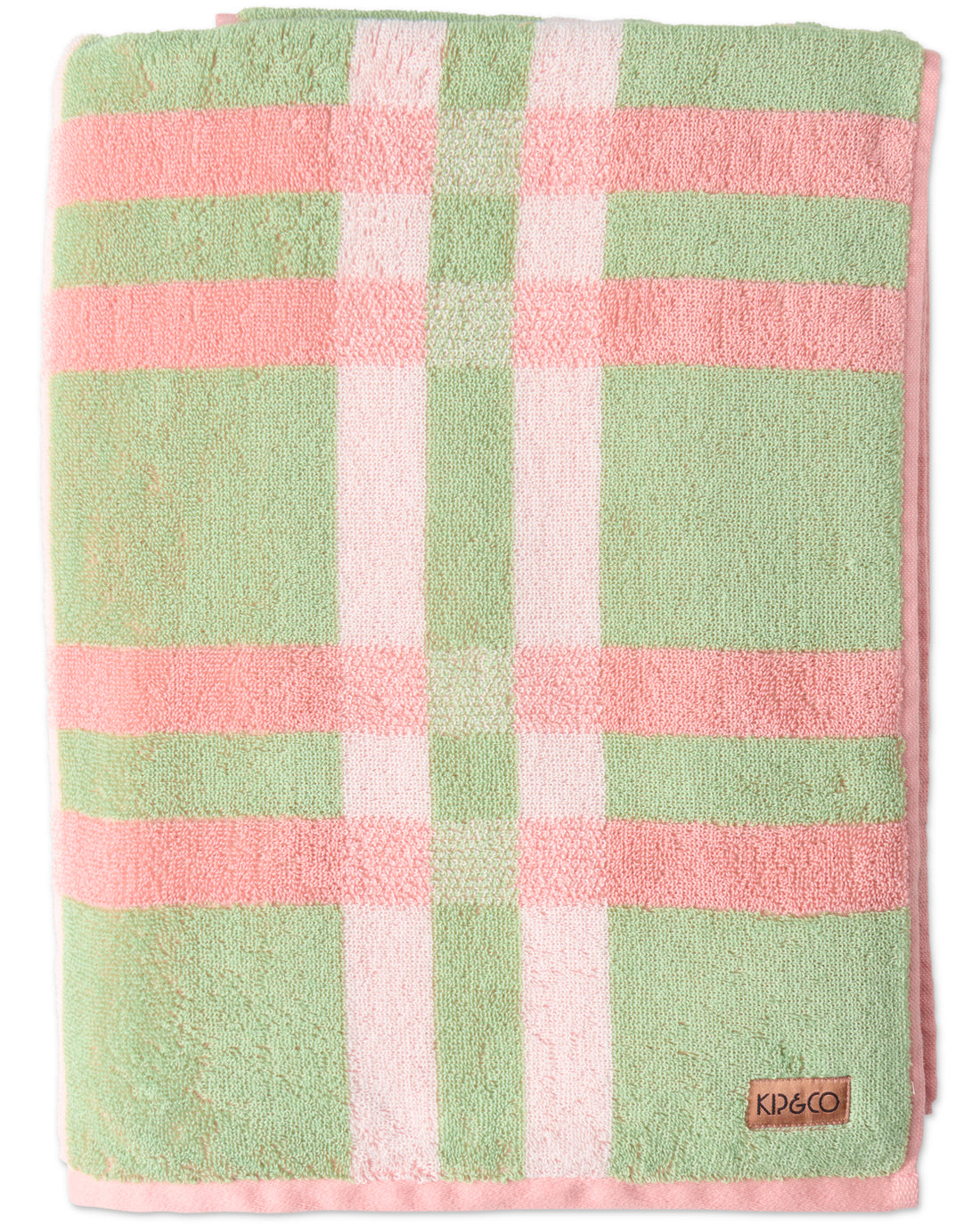 Pistachio Tartan Terry Bath Sheet / Beach Towel