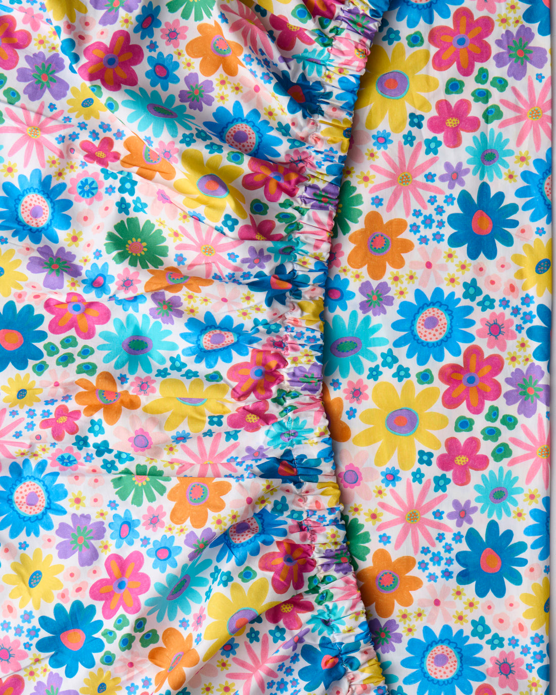 Rainbow Flowers Organic Cotton Fitted Sheet