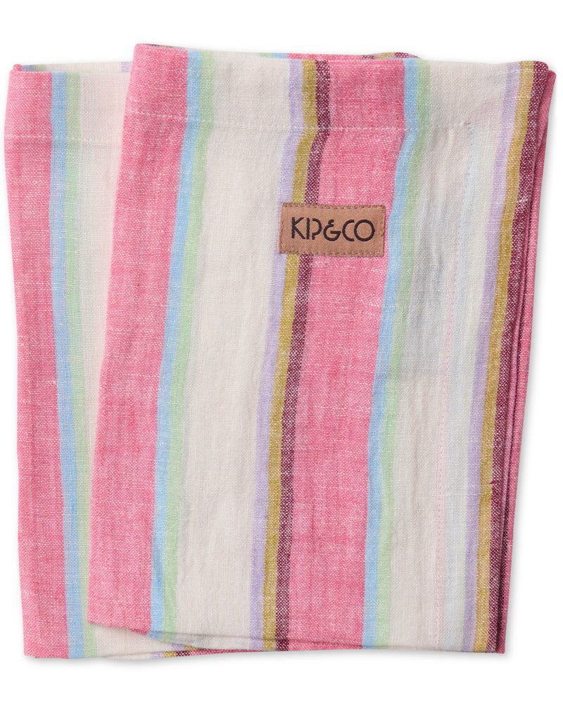 Rose Water Stripe Linen 4P Napkin Set