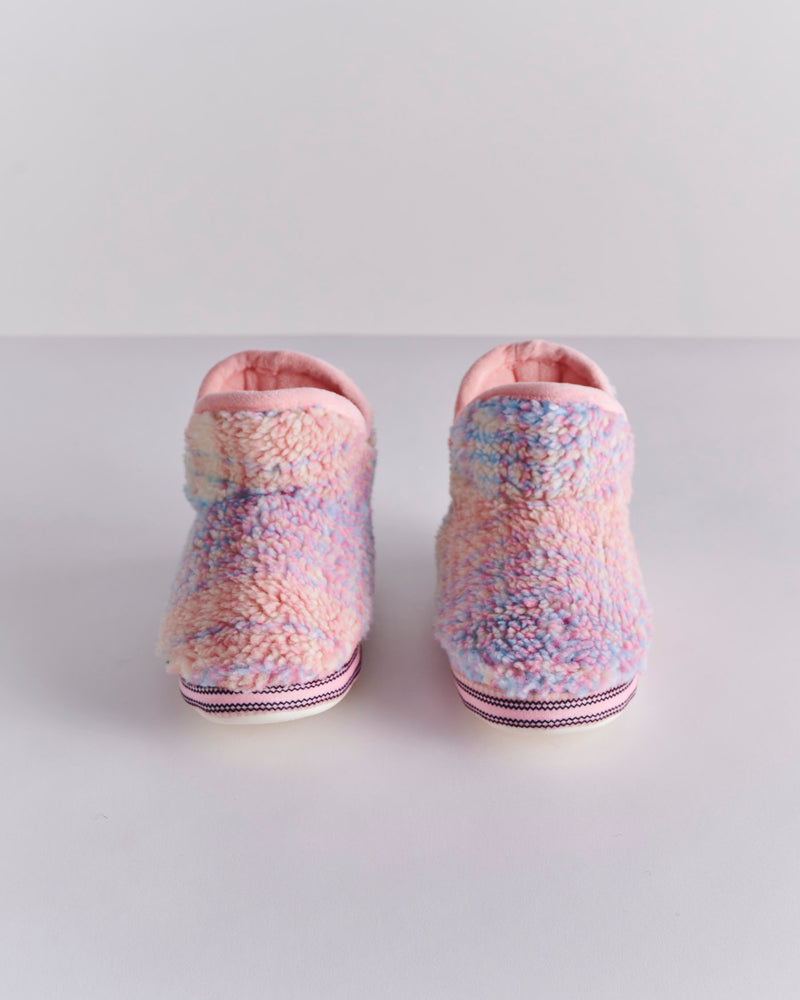 Pastel Dreams Tartan Sherpa Kids Ankle Boot