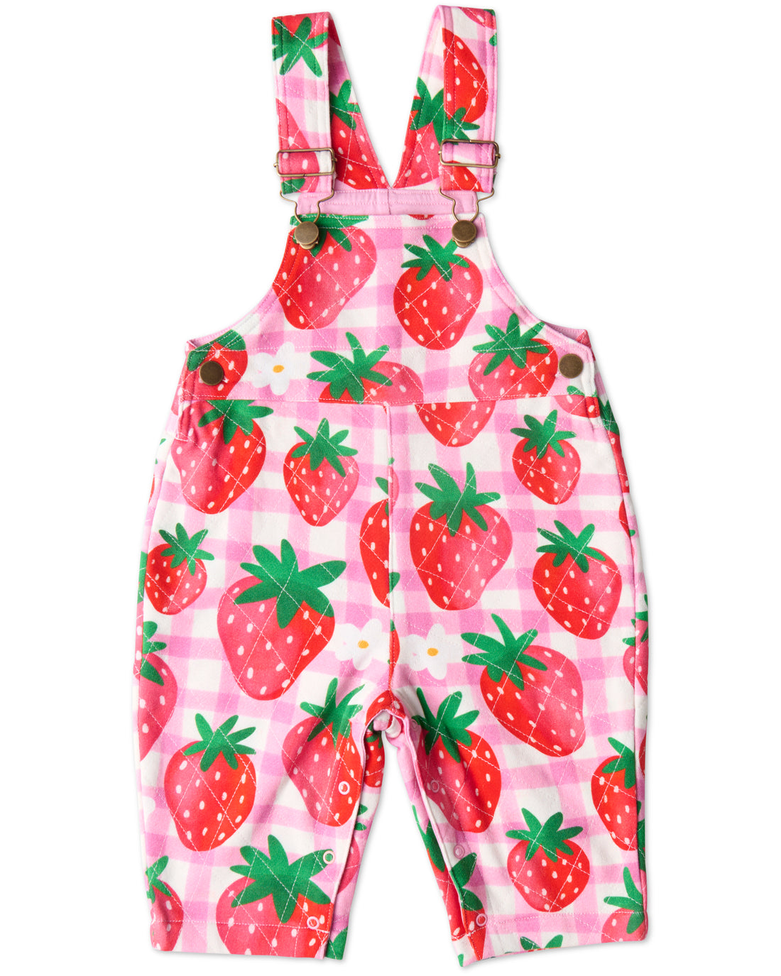 Strawberry Jam Organic Cotton Quilted Fleece Overalls