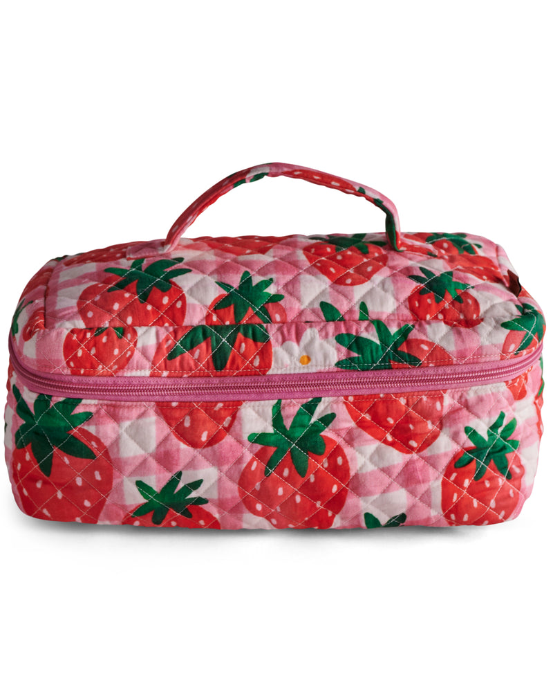 Strawberry Jam Quilted Cotton Toiletry Case