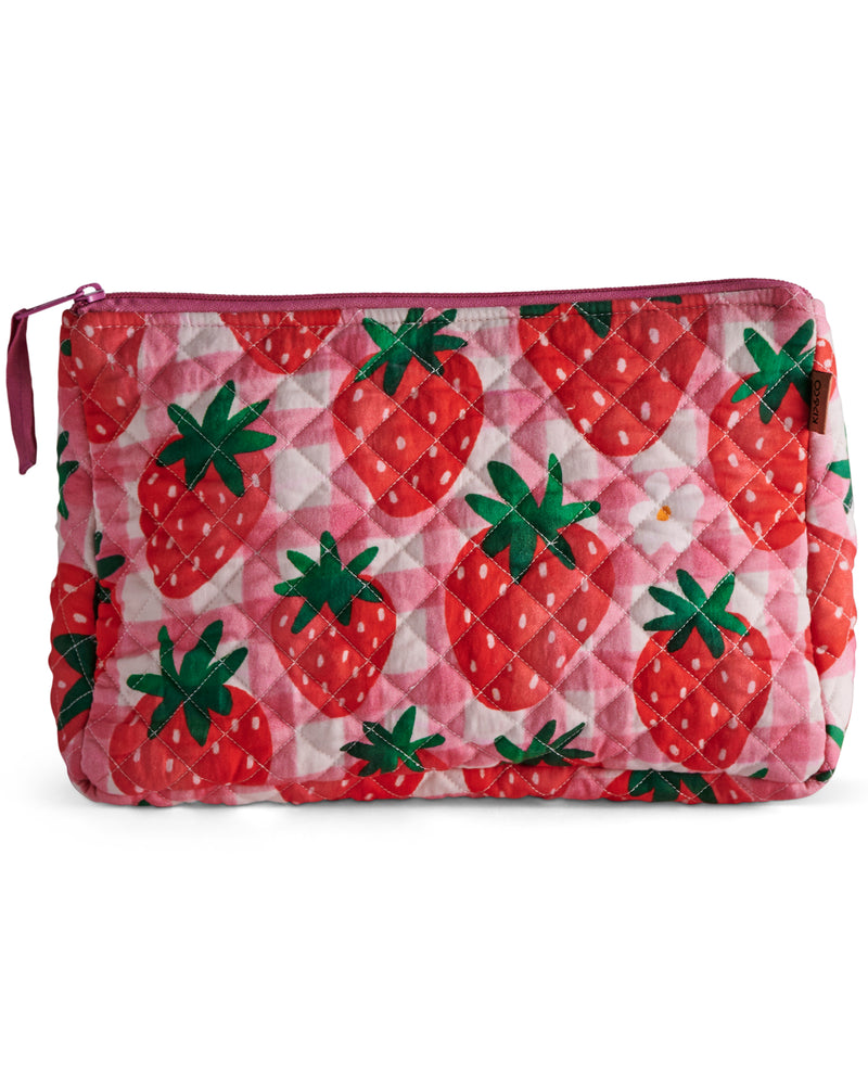 Strawberry Jam Quilted Cotton Toiletry Purse