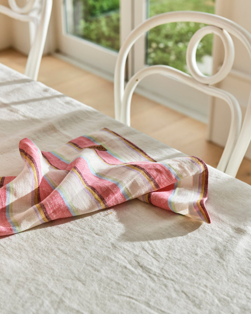 Rose Water Stripe Linen 4P Napkin Set