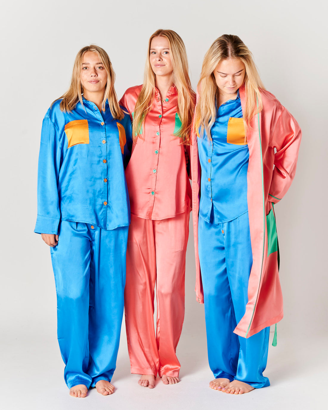 Sapphire Teen Eco Satin Long Sleeve Shirt & Pant Pyjama Set