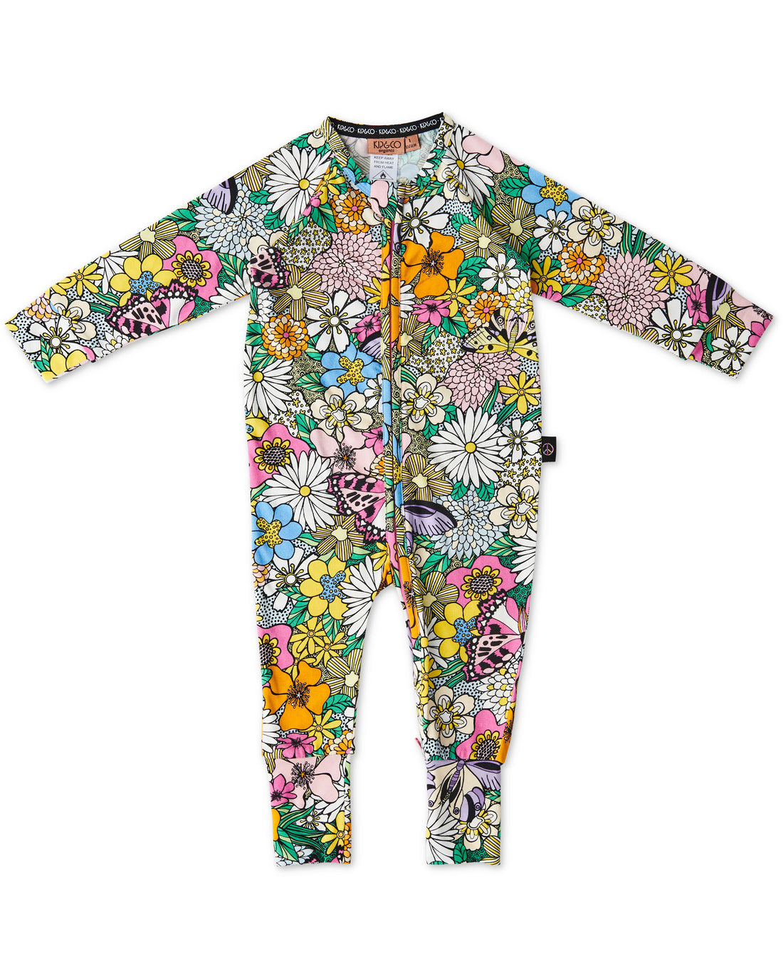 Bliss Floral Organic Long Sleeve Zip Romper