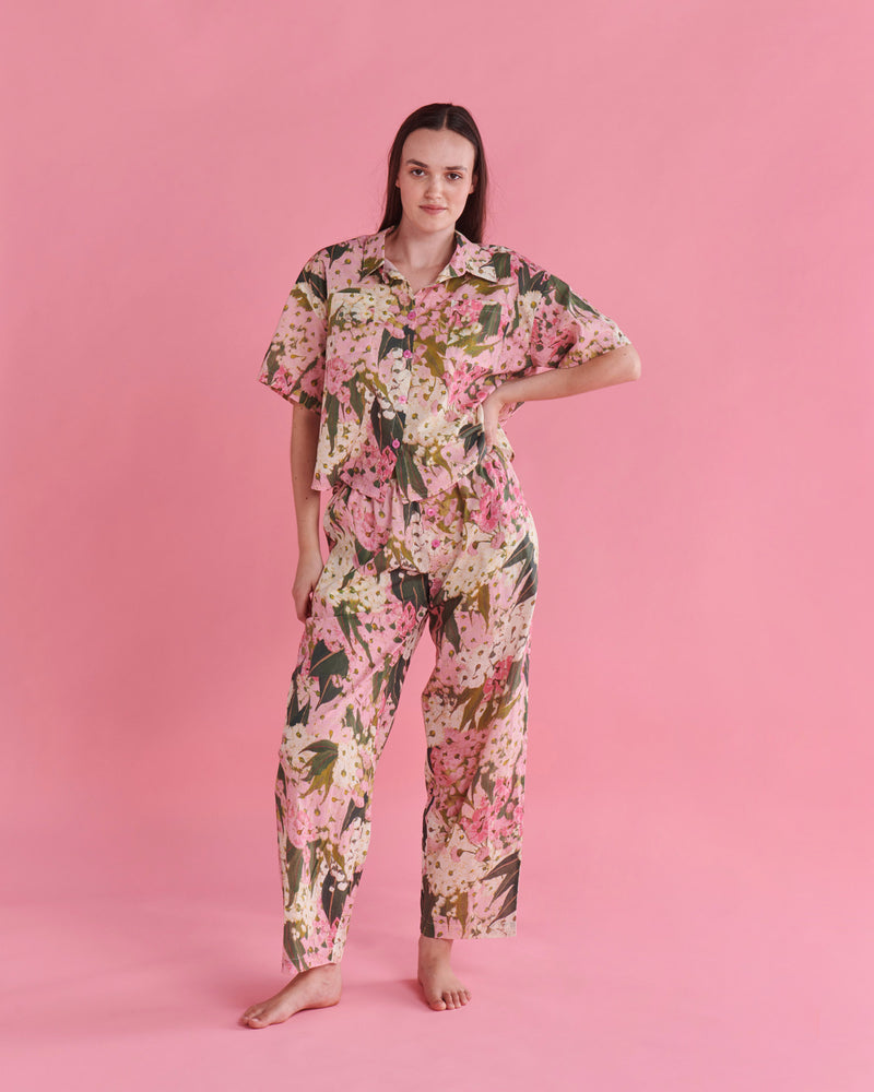 Bush Blossom Organic Cotton Short Sleeve Shirt & Pant Pyjama Set