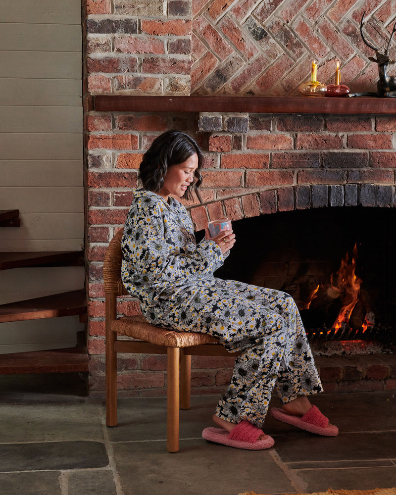 Woodstock Petals Flannelette Adult Long Sleeve Shirt & Pant Pyjama Set