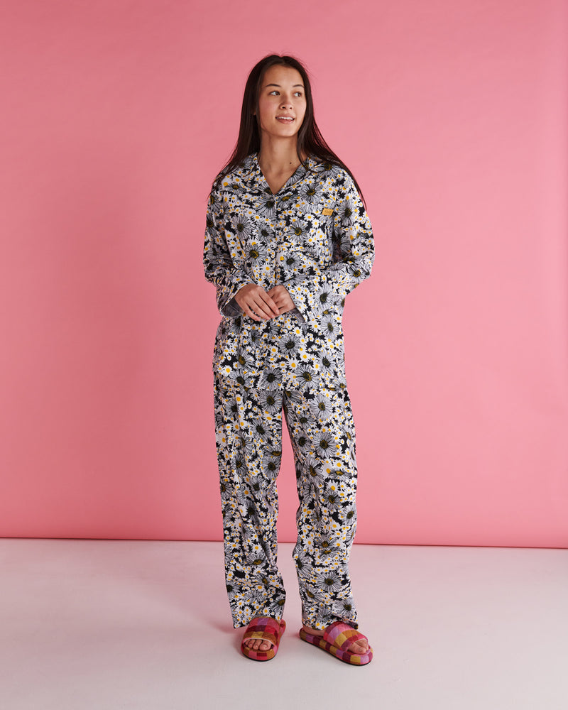 Woodstock Petals Flannelette Adult Long Sleeve Shirt & Pant Pyjama Set