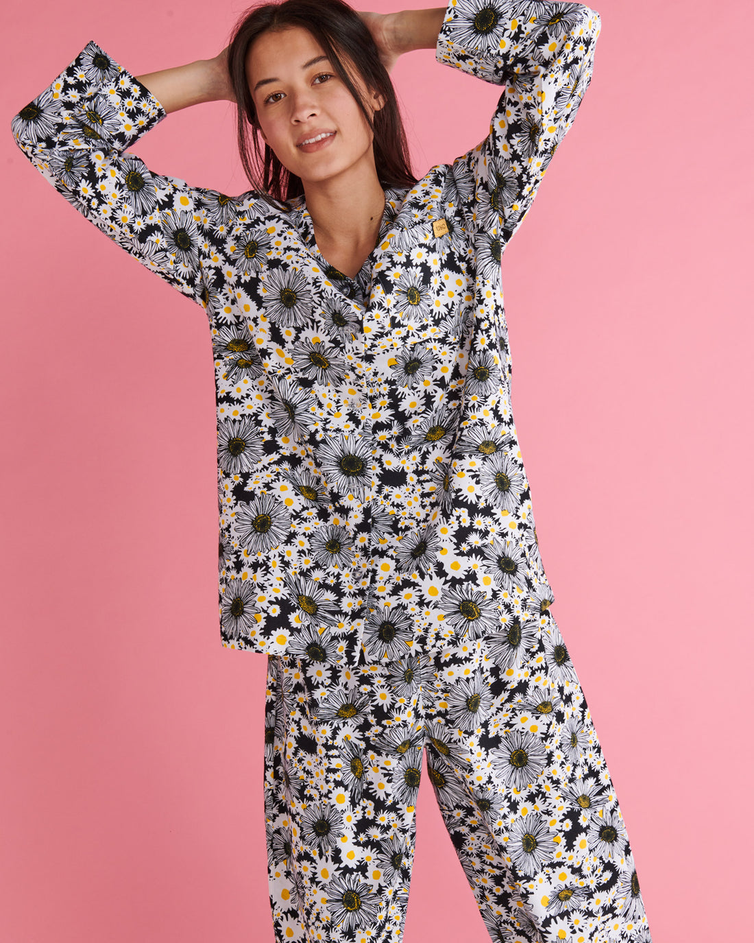 Woodstock Petals Flannelette Adult Long Sleeve Shirt & Pant Pyjama Set