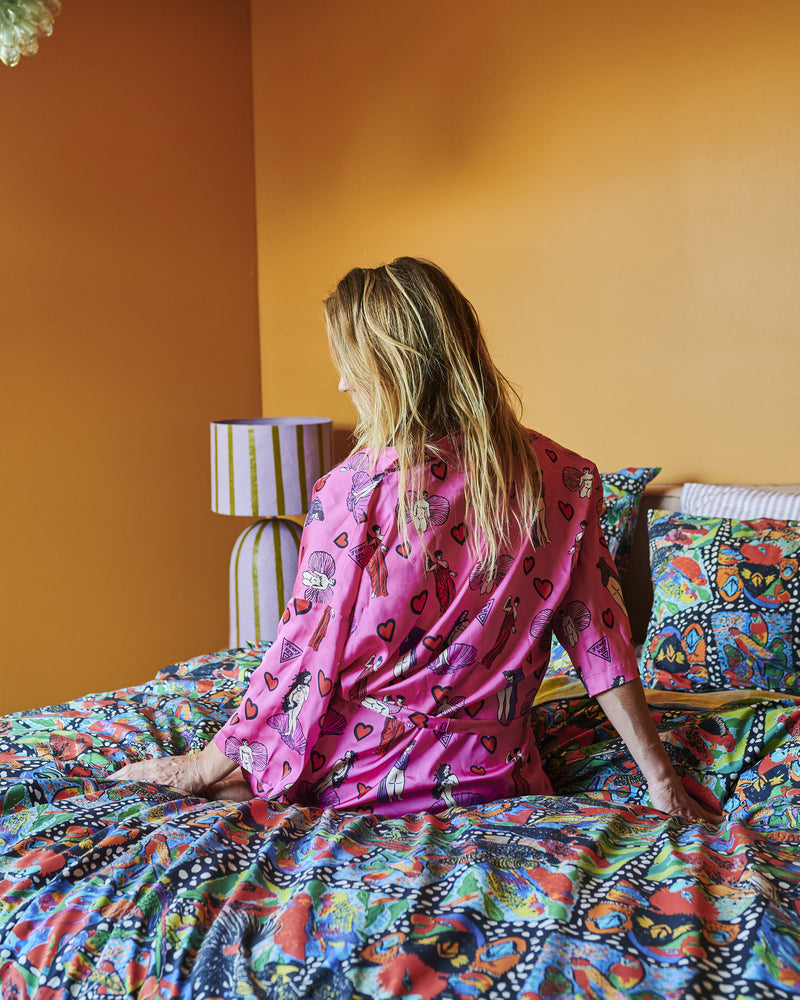 Kip&Co x Jenny Kee Pretty In Pink Eco Satin Robe