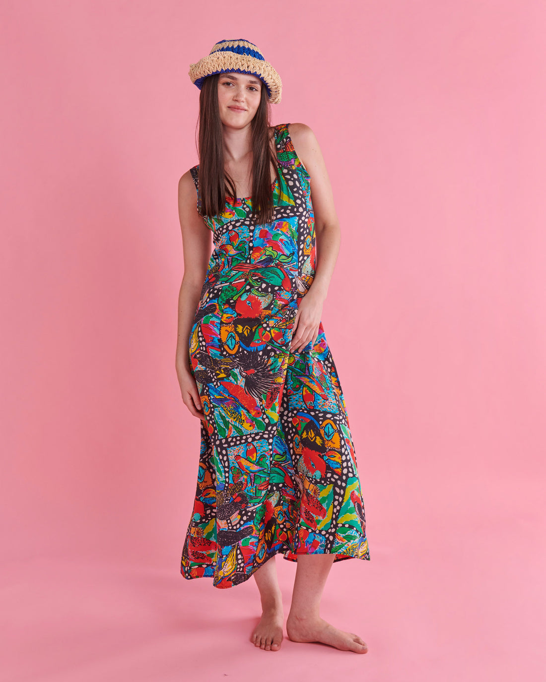 Kip&Co x Jenny Kee Parrots & Cockatoos Silk Slip Dress