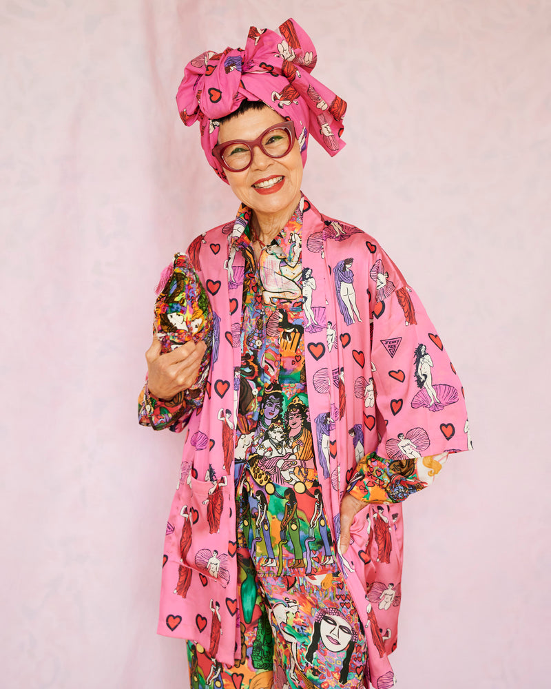 Kip&Co x Jenny Kee Pretty In Pink Eco Satin Robe