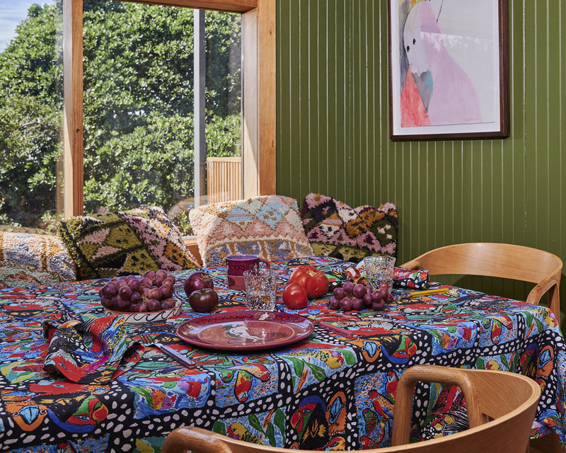 Kip&Co x Jenny Kee Parrots & Cockatoos Linen Tablecloth