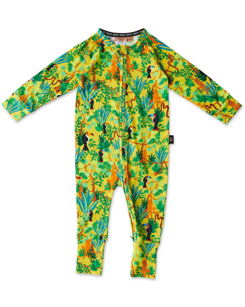 Jungle Boogie Organic Long Sleeve Zip Romper