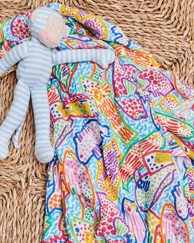 Kip&Co x Ken Done Rainbow Fish Bamboo Swaddle