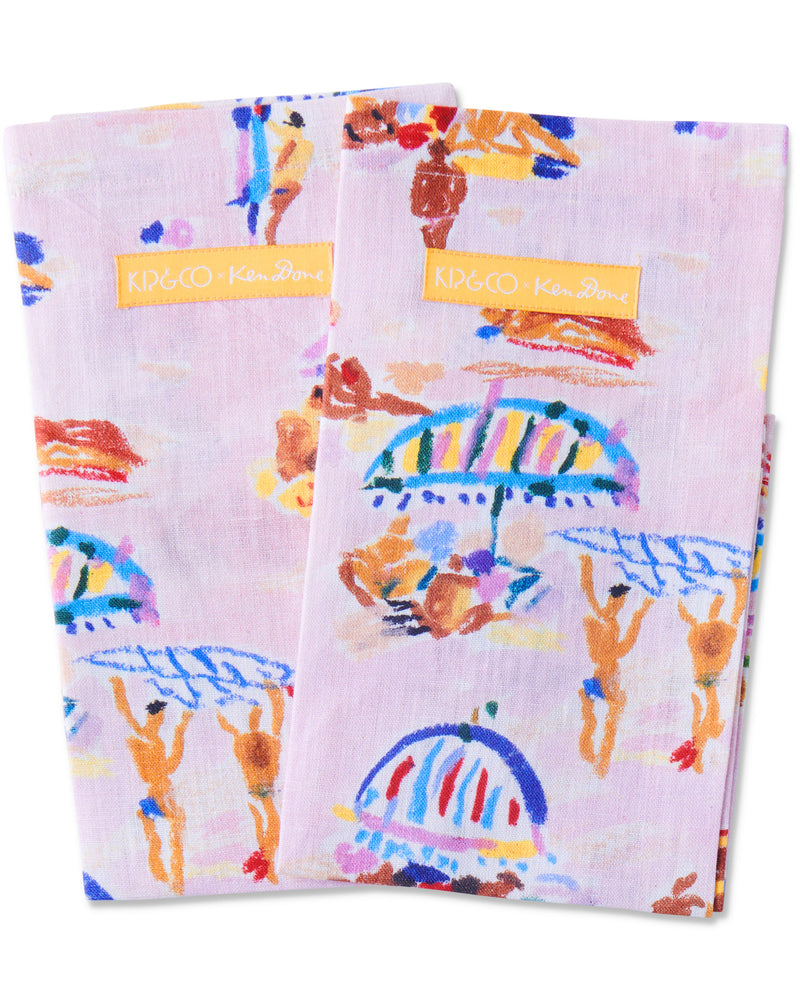 Kip&Co x Ken Done Beach Days Linen 4P Napkin Set