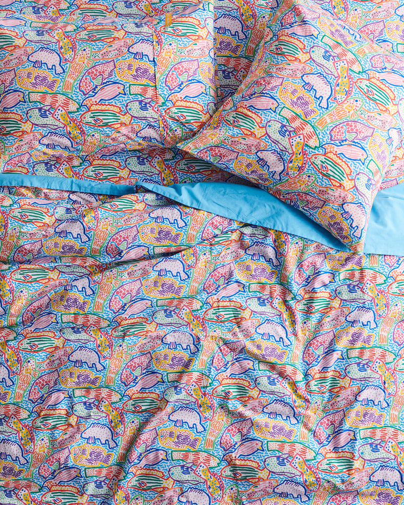 Kip&Co x Ken Done Rainbow Fish Organic Cotton European Pillowcases