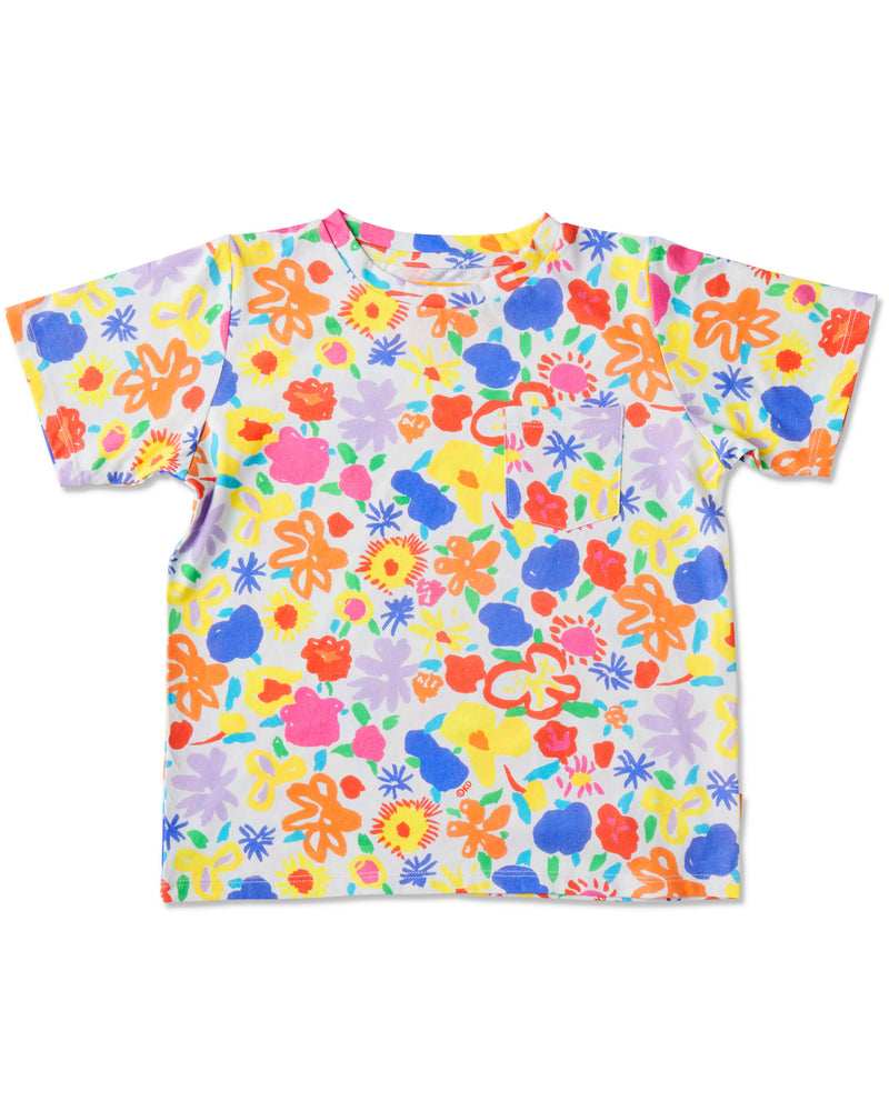 Kip&Co x Ken Done Summer Floral White Organic Cotton T-Shirt