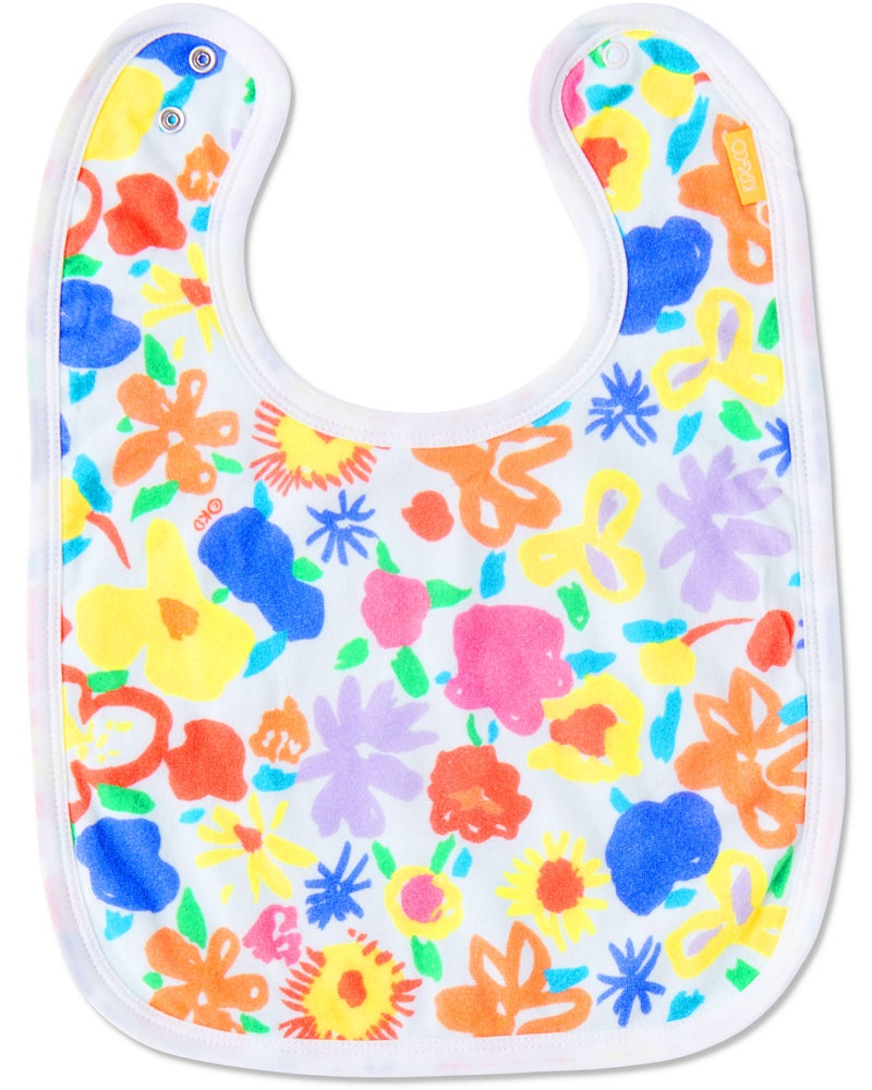 Kip&Co x Ken Done Summer Floral White Organic Cotton Bib