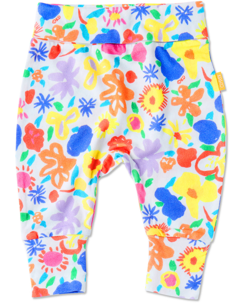 Kip&Co x Ken Done Summer Floral White Organic Drop Crotch Pant