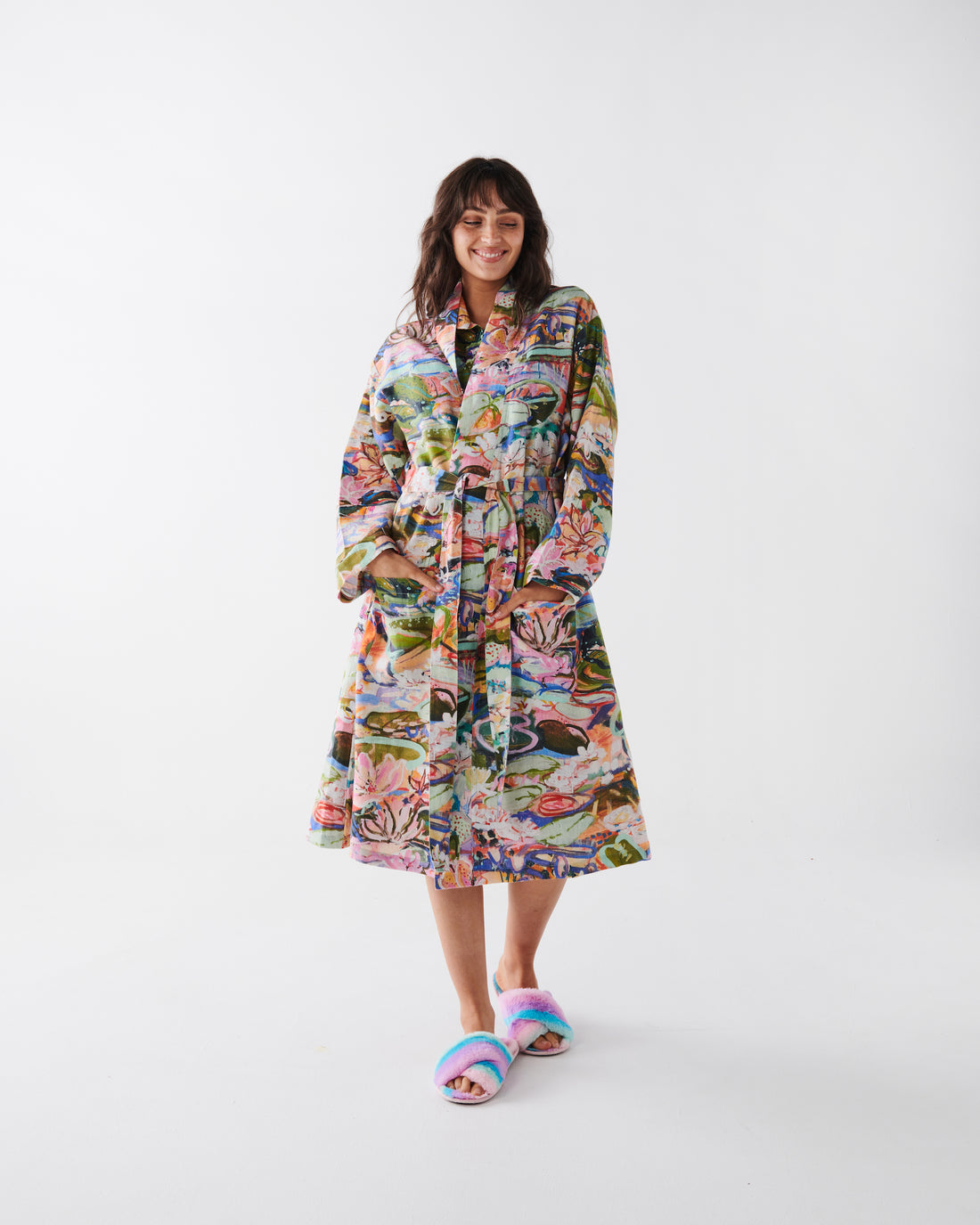 Kip&Co x Kezz Brett Waterlily Waterway Linen Robe